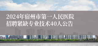 2024年宿州市第一人民医院招聘紧缺专业技术40人公告