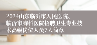 2024山东临沂市人民医院、临沂市胸科医院招聘卫生专业技术高级岗位人员7人简章