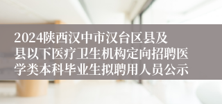 2024陕西汉中市汉台区县及县以下医疗卫生机构定向招聘医学类本科毕业生拟聘用人员公示