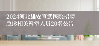 2024河北雄安宣武医院招聘急诊相关科室人员20名公告