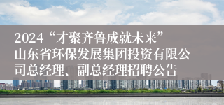 2024“才聚齐鲁成就未来”山东省环保发展集团投资有限公司总经理、副总经理招聘公告