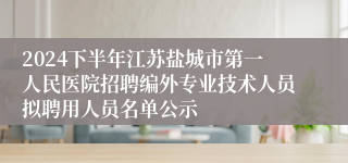 2024下半年江苏盐城市第一人民医院招聘编外专业技术人员拟聘用人员名单公示