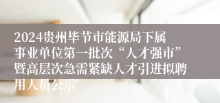 2024贵州毕节市能源局下属事业单位第一批次“人才强市”暨高层次急需紧缺人才引进拟聘用人员公示