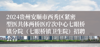 2024贵州安顺市西秀区紧密型医共体两桥医疗次中心七眼桥镇分院（七眼桥镇卫生院）招聘公告