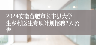 2024安徽合肥市长丰县大学生乡村医生专项计划招聘2人公告