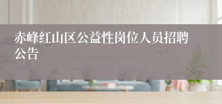 赤峰红山区公益性岗位人员招聘公告