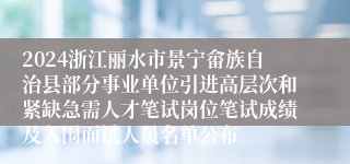 2024浙江丽水市景宁畲族自治县部分事业单位引进高层次和紧缺急需人才笔试岗位笔试成绩及入围面试人员名单公布