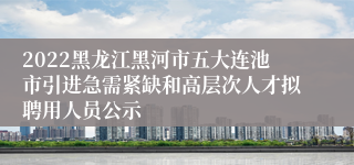 2022黑龙江黑河市五大连池市引进急需紧缺和高层次人才拟聘用人员公示