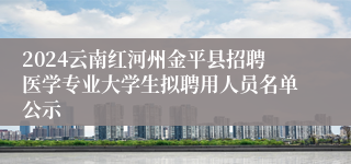 2024云南红河州金平县招聘医学专业大学生拟聘用人员名单公示