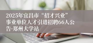 2025年宜昌市“招才兴业”事业单位人才引进招聘66人公告·郑州大学站