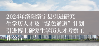 2024年洛阳洛宁县引进研究生学历人才及“绿色通道”计划引进博士研究生学历人才考察工作公告