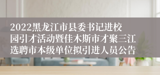 2022黑龙江市县委书记进校园引才活动暨佳木斯市才聚三江选聘市本级单位拟引进人员公告