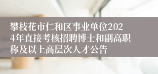 攀枝花市仁和区事业单位2024年直接考核招聘博士和副高职称及以上高层次人才公告