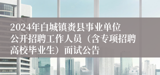 2024年白城镇赉县事业单位公开招聘工作人员（含专项招聘高校毕业生）面试公告