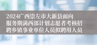 2024广西崇左市大新县面向服务期满西部计划志愿者考核招聘乡镇事业单位人员拟聘用人员公示