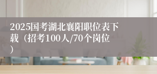 2025国考湖北襄阳职位表下载（招考100人/70个岗位）