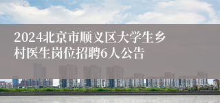 2024北京市顺义区大学生乡村医生岗位招聘6人公告