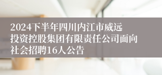 2024下半年四川内江市威远投资控股集团有限责任公司面向社会招聘16人公告