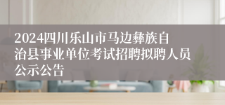 2024四川乐山市马边彝族自治县事业单位考试招聘拟聘人员公示公告