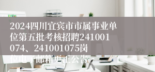 2024四川宜宾市市属事业单位第五批考核招聘241001074、241001075岗位电子邮箱更正公告