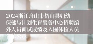 2024浙江舟山市岱山县妇幼保健与计划生育服务中心招聘编外人员面试成绩及入围体检人员名单公示