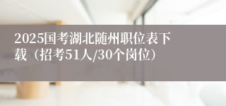 2025国考湖北随州职位表下载（招考51人/30个岗位）