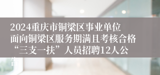 2024重庆市铜梁区事业单位面向铜梁区服务期满且考核合格“三支一扶”人员招聘12人公告