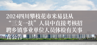 2024四川攀枝花市米易县从“三支一扶”人员中直接考核招聘乡镇事业单位人员体检有关事宜公告