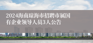 2024海南琼海市招聘市属国有企业领导人员3人公告