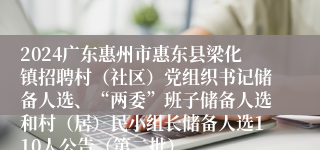 2024广东惠州市惠东县梁化镇招聘村（社区）党组织书记储备人选、“两委”班子储备人选和村（居）民小组长储备人选110人公告（第二批）