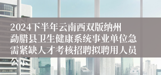 2024下半年云南西双版纳州勐腊县卫生健康系统事业单位急需紧缺人才考核招聘拟聘用人员公示