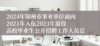 2024年锦州市事业单位面向2021年入伍2023年退役高校毕业生公开招聘工作人员总成绩的通知