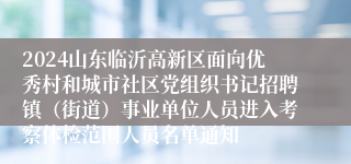 2024山东临沂高新区面向优秀村和城市社区党组织书记招聘镇（街道）事业单位人员进入考察体检范围人员名单通知