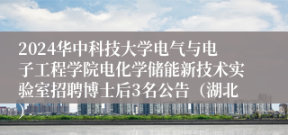 2024华中科技大学电气与电子工程学院电化学储能新技术实验室招聘博士后3名公告（湖北）