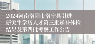 2024河南洛阳市洛宁县引进研究生学历人才第三批递补体检结果及第四批考察工作公告