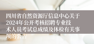 四川省自然资源厅信息中心关于2024年公开考核招聘专业技术人员考试总成绩及体检有关事项的公告