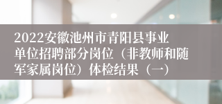 2022安徽池州市青阳县事业单位招聘部分岗位（非教师和随军家属岗位）体检结果（一）