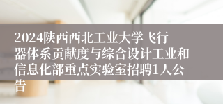 2024陕西西北工业大学飞行器体系贡献度与综合设计工业和信息化部重点实验室招聘1人公告