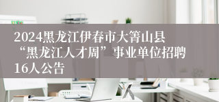 2024黑龙江伊春市大箐山县“黑龙江人才周”事业单位招聘16人公告