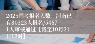 2025国考报名人数：河南已有80323人报名/54671人审核通过【截至10月21日17时】