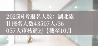 2025国考报名人数：湖北累计报名人数43507人/36057人审核通过【截至10月20日17时】