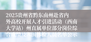 2025贵州省黔东南州赴省内外高校开展人才引进活动（西南大学站）州直属单位部分岗位综合成绩及入围体检人员名单公示