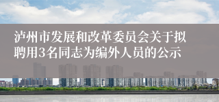 泸州市发展和改革委员会关于拟聘用3名同志为编外人员的公示