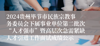 2024贵州毕节市民族宗教事务委员会下属事业单位第二批次“人才强市”暨高层次急需紧缺人才引进工作面试成绩公示