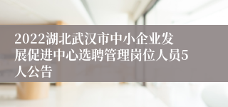 2022湖北武汉市中小企业发展促进中心选聘管理岗位人员5人公告