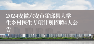 2024安徽六安市霍邱县大学生乡村医生专项计划招聘4人公告