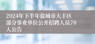 2024年下半年盐城市大丰区部分事业单位公开招聘人员70人公告