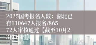 2025国考报名人数：湖北已有110647人报名/86572人审核通过【截至10月23日18时】