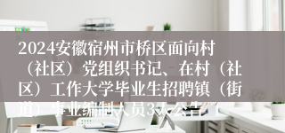 2024安徽宿州市桥区面向村（社区）党组织书记、在村（社区）工作大学毕业生招聘镇（街道）事业编制人员3人公告