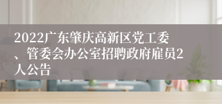 2022广东肇庆高新区党工委、管委会办公室招聘政府雇员2人公告